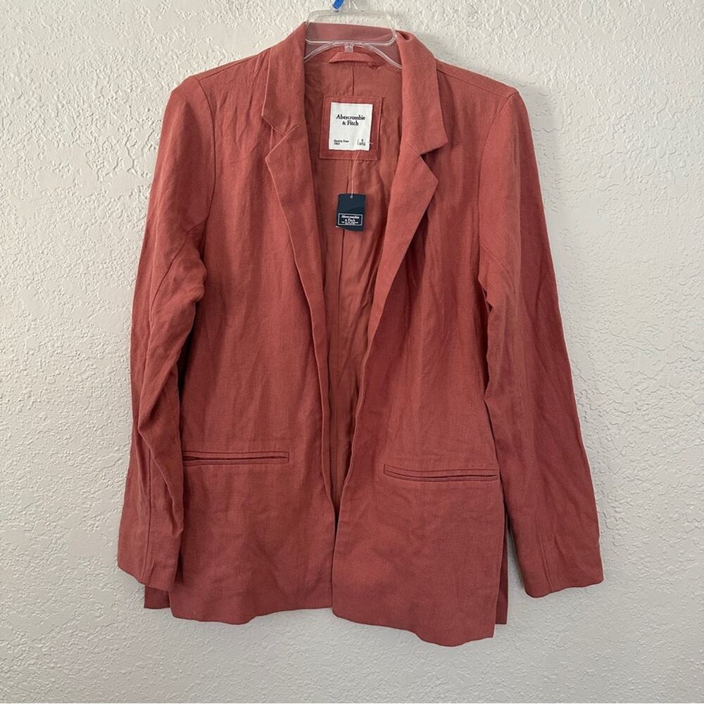 NWT Abercrombie Linen Blend Salmon Lightweight Open Blazer Small